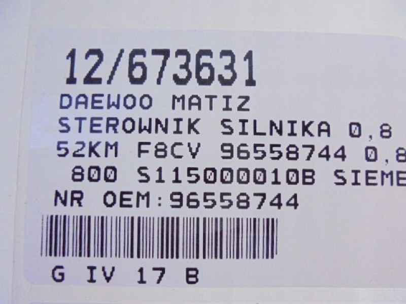 фото №6, Matiz бортовий комп'ютер 96558744 0,8 800 s115000010b