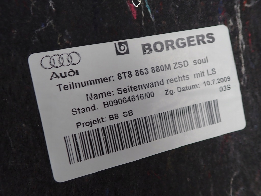 фото №9, Оббивка обшивка багажника права сторона audi a5 8t 8t8863880m
