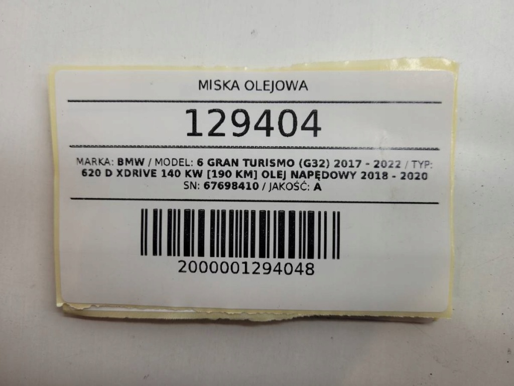 Купить Поддон масляная b47d20b 2.0 d 190 bmw 6 g32 gt 8580123