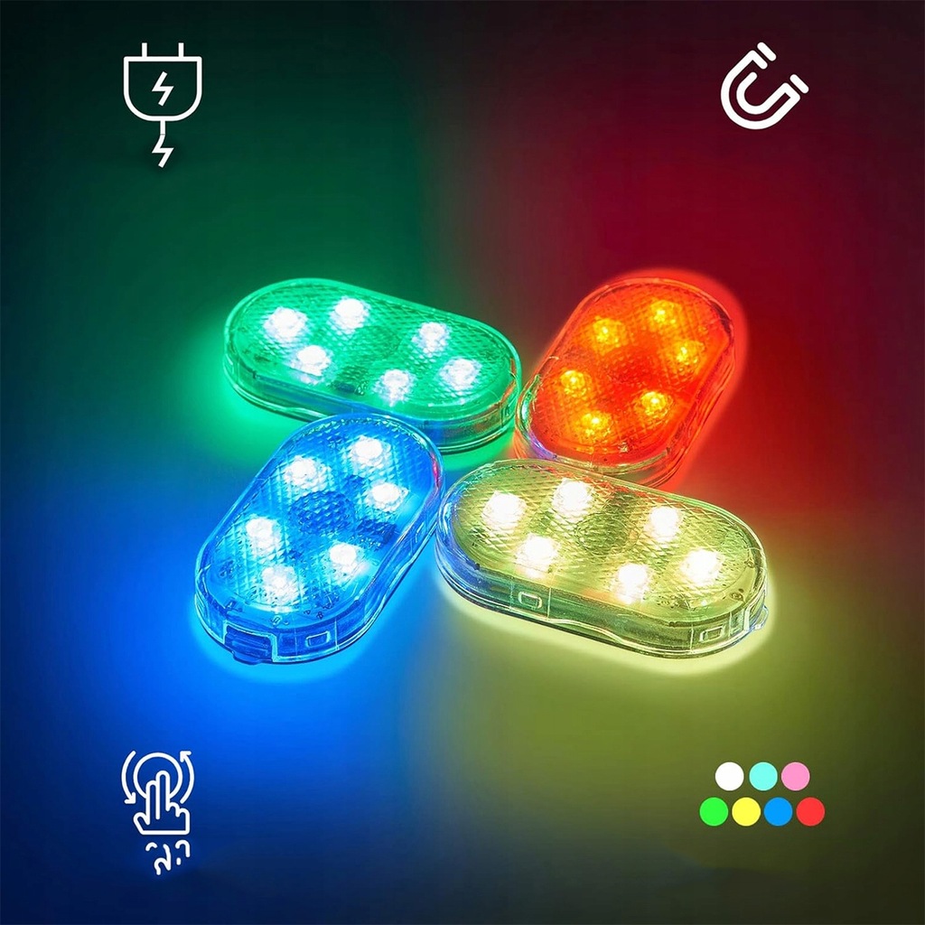 фото №9, Лампа led rgb do автомобіля автомобіля декоративна магніт сенсорний бездротова