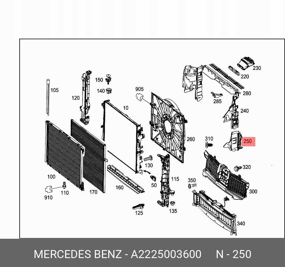 фото №5, Воздуховод воздуха защита радиатора mercedes s-klasa 222 w222 a2225003600