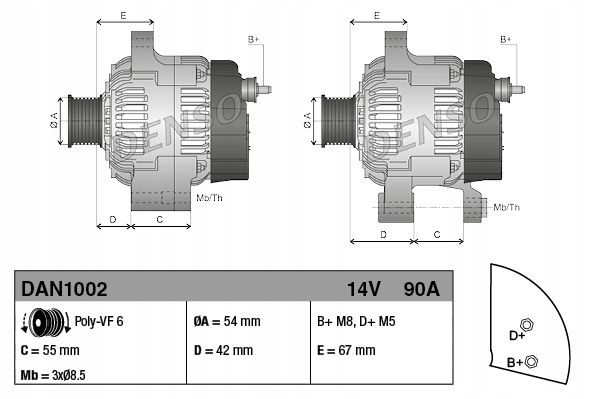 фото №11, Denso генератор punto evo 1,3mjtd dan1002