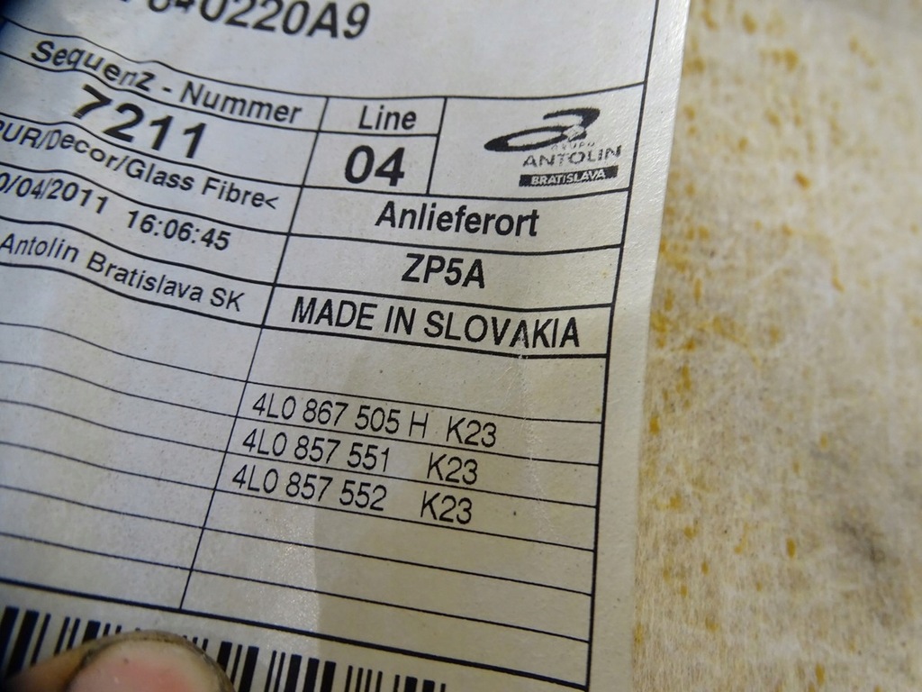 фото №13, Kpl стеля стеля audi q7 4l sline s-line чорний 4l0867505h