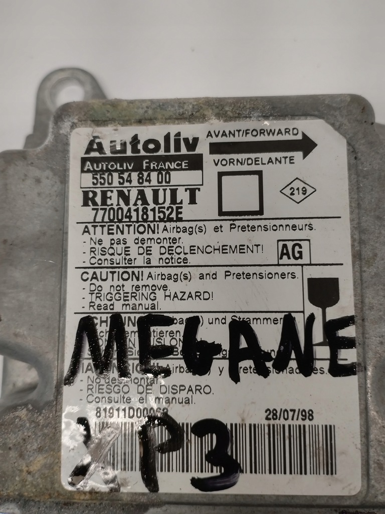 фото №3, Модуль датчик подушка безопасности renault megane 7700418152e