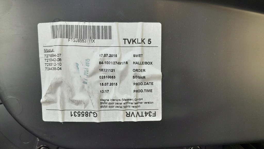 фото №5, Bmw 3 gt оббивка двері перед права