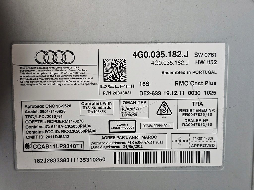 фото №5, Зчитувач радіо navi навігація mmi audi a6 c7 4g a7 4g0035182j