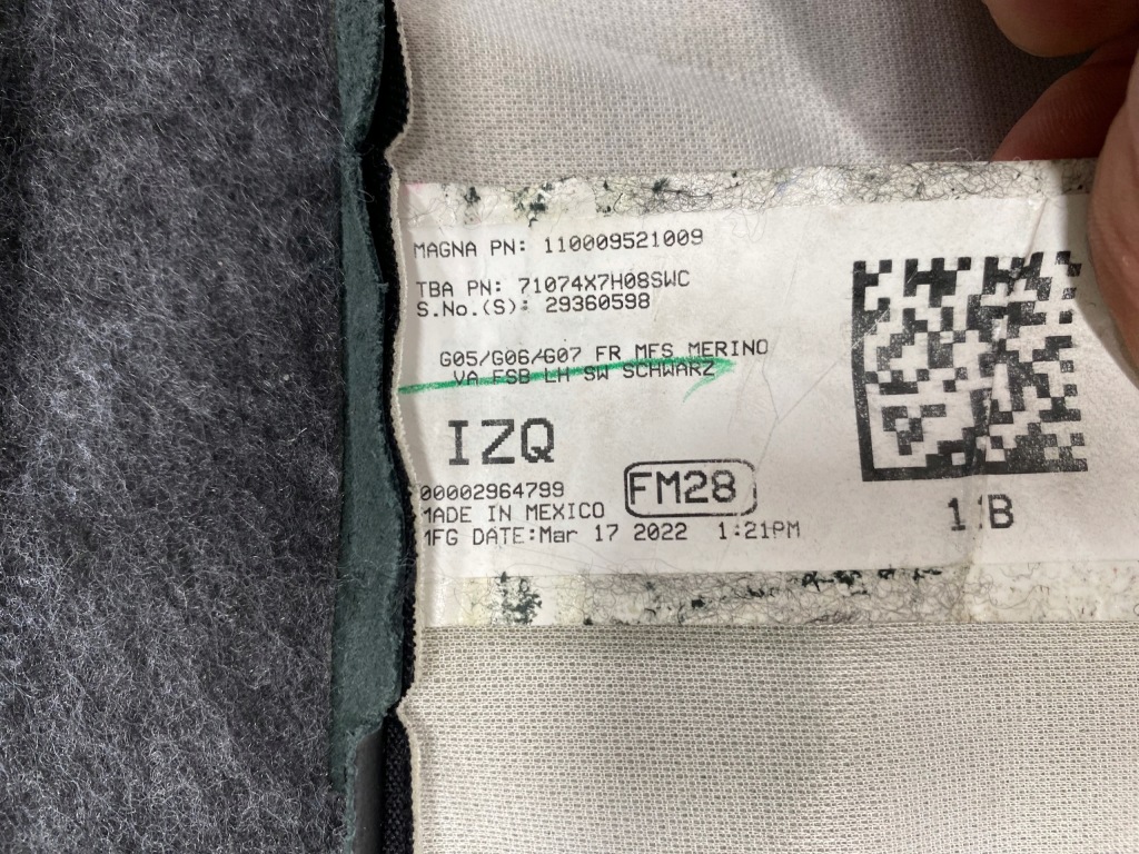 фото №9, Сидіння спинка перед обшивка шкіра merino bmw x5 g05 x6 g06 x7 g07