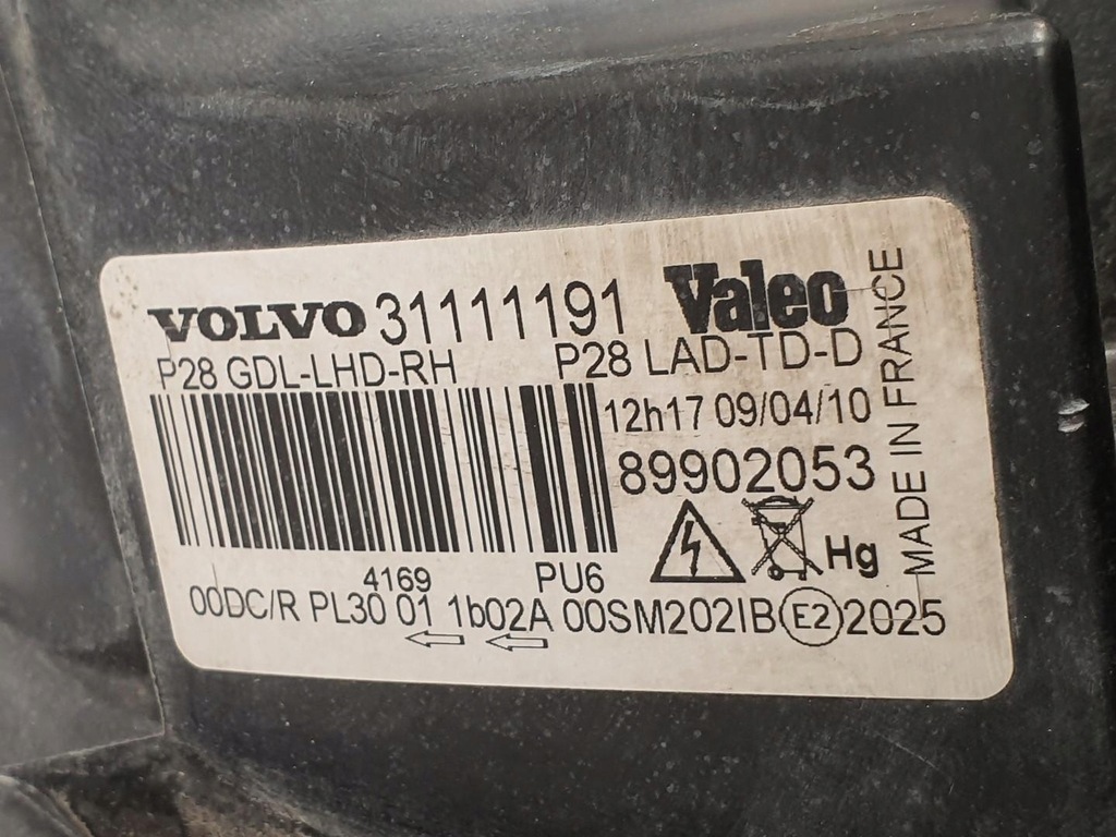 фото №9, Лампа правый перед ксенон volvo xc90 31111191 eu