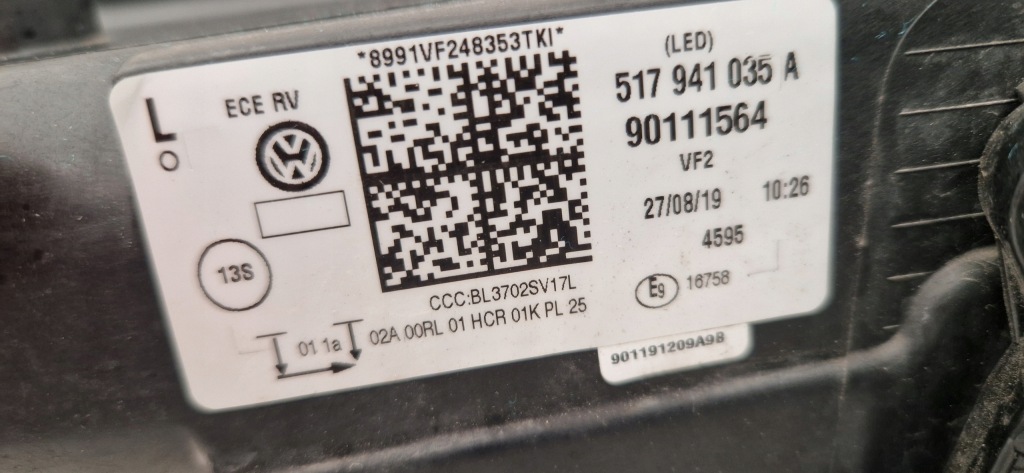 фото №6, Vw golf sportsvan lift full led лампа передняя левая