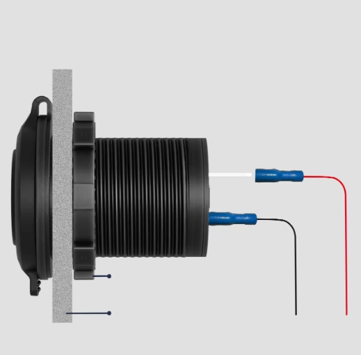 фото №10, Зарядное устройство usb автомобильная pd qc3.0 монтажная 12v 24v ip65 led niebieski