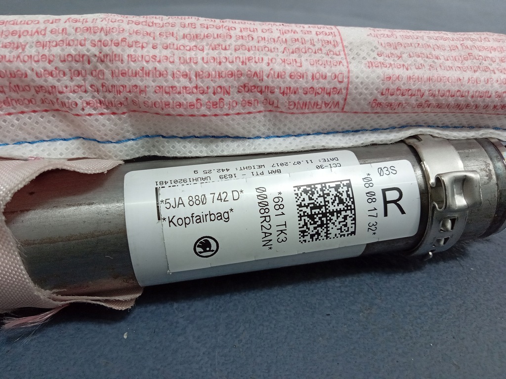фото №5, Skoda rapid sedan подушка безопасности шторка безопасности правая 5ja880742d