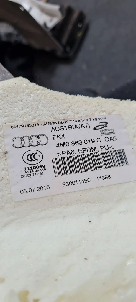фото №10, Q7 4m ii килимок обшивка підлога мат 4m0863019c