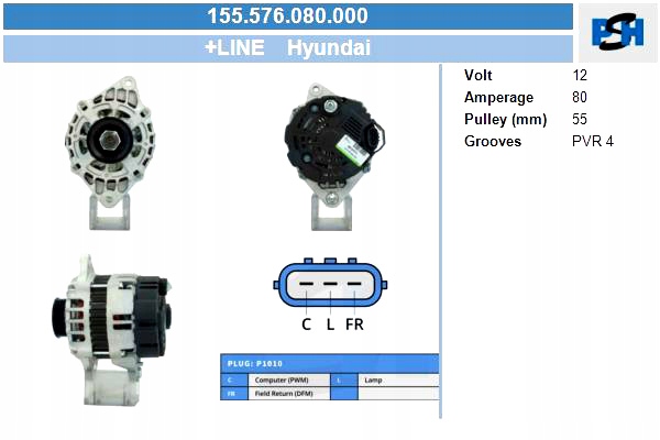 фото №1, Bv psh генератор hyundai 80a генератор