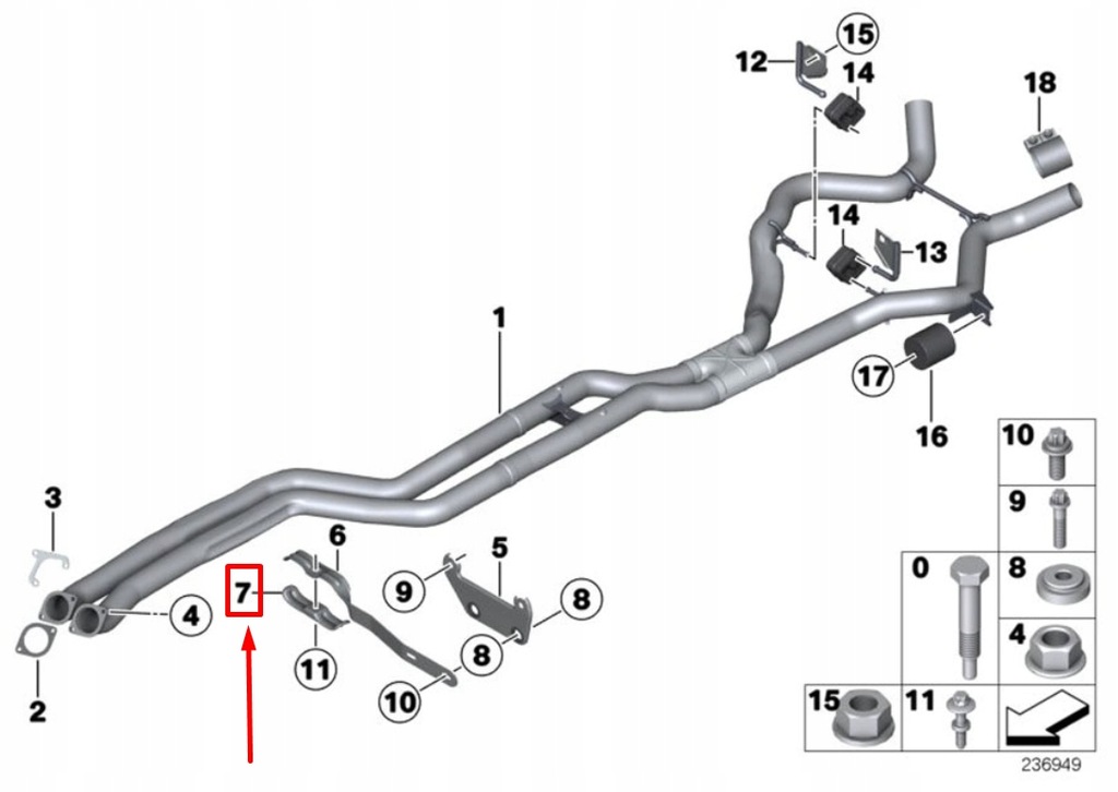 фото №8, Bmw 3 e90 exhaust кронштейн 18207553607 7553607