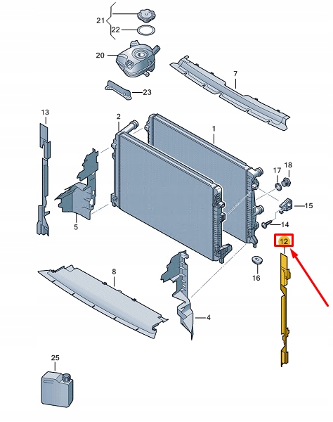 фото №1, Audi a1 gb left двигатель радиатор уплотнитель полоса 82a121331a