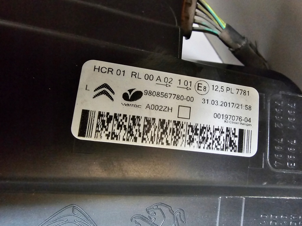 фото №8, Лампа передня ліва лівий перед citroen jumpy iii 3 звичайна europa 9808567780