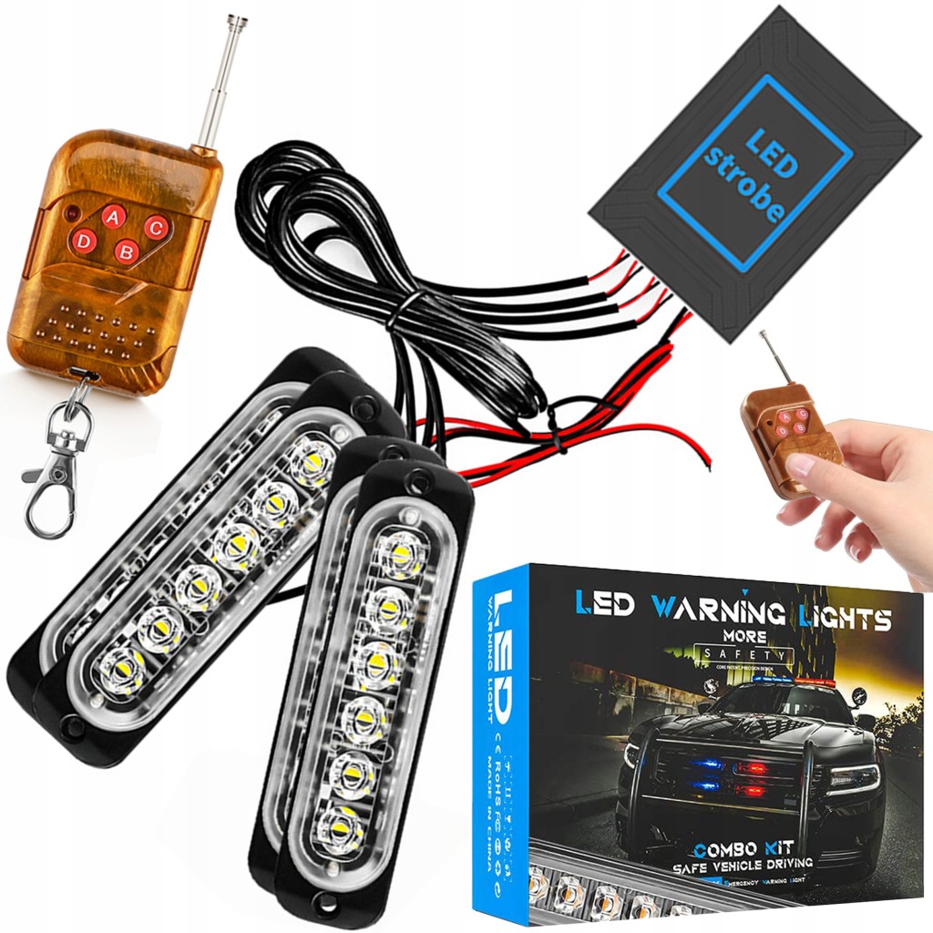 Купити 4x 6led лампа помаранчева błyskowa попереджувальна pilot stroboskop programy