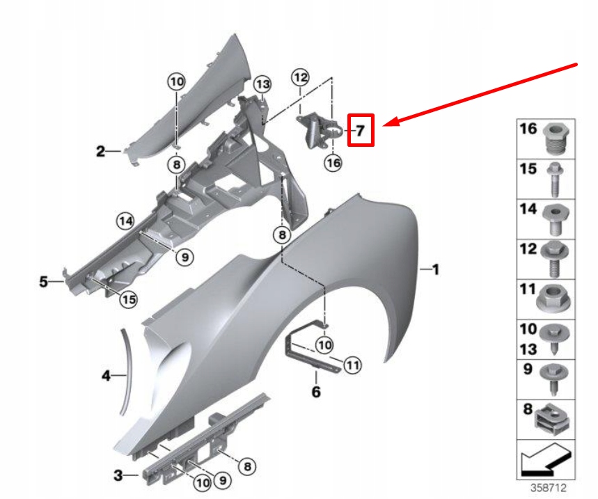фото №8, Новый bmw i8 i12 задний левый кронштейн панель четверть 7431793 51437431793 oem