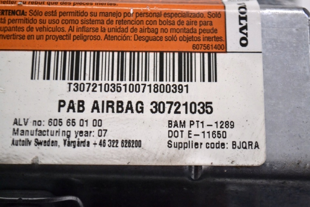 фото №8, Volvo s80 панель приладів приладова пасажира srs сумка 2007 rhd
