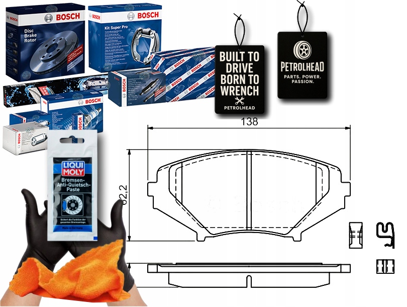 фото №1, Тормозные колодки тормозные mazda rx-8 1.3 08.03-06.12 bosch #petrolhead pro+ kit3