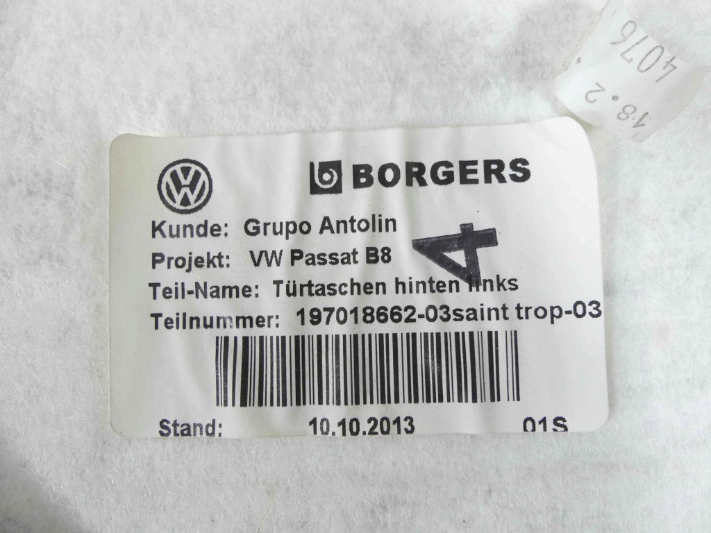 фото №11, Обивка обшивка задняя левый vw passat b8 kombi