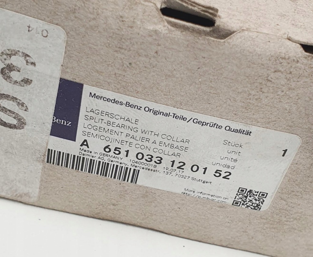 Вкладыш вала коленчатого mercedes a6510331201 с Разборки