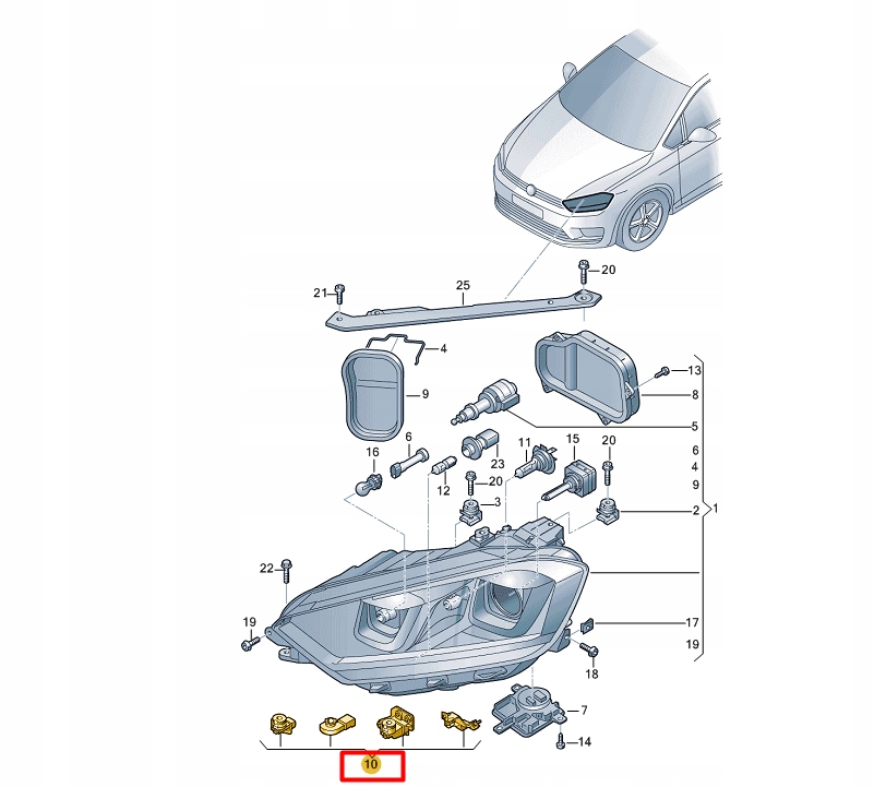 фото №9, Vw golf sportsvan am1 left фара кронштейн кронштейн repair 510998225a