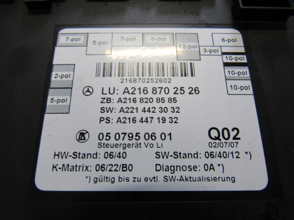 фото №1, Модуль дверь l mercedes-benz оригинальный номер a2168702526