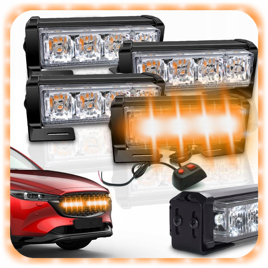 4x лампы предупредительные led эвакуатор фонари дальний stroboskop pomoc drogowa Цена