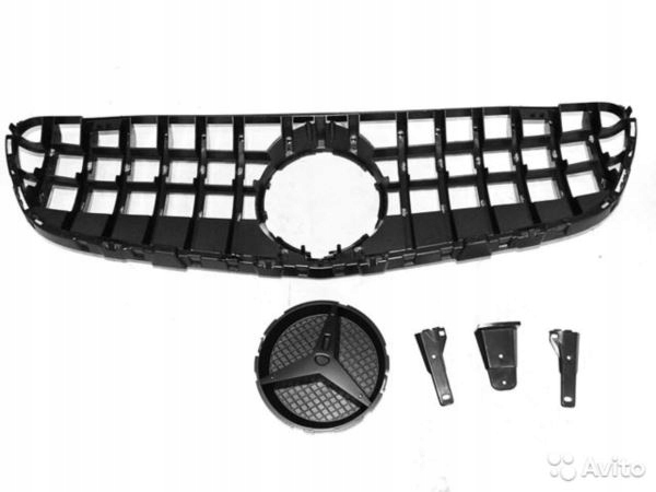 фото №3, Решітка радіатора mercedes glc x253 15- black gt-r style