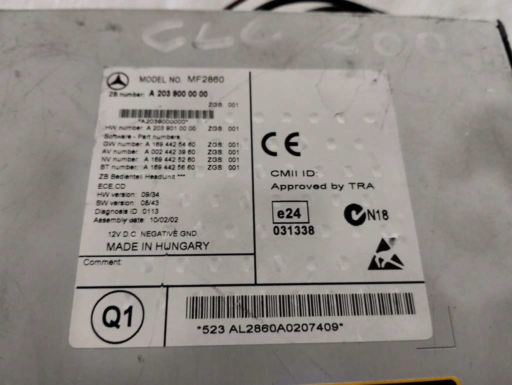 фото №3, Радіо радіопрогравач mercedes w203 clc a2039000000
