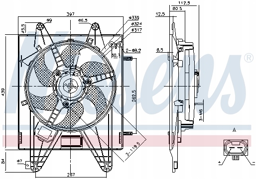 фото №12, Вентилятор радіатора nissens 46430980 46539871 465