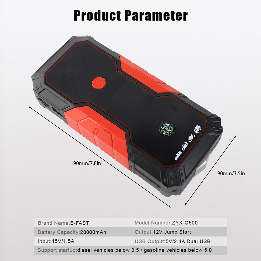 фото №10, Przenośny стартер skoku автомобильный 20000 mah 12v аккумулятор автомобильная v8