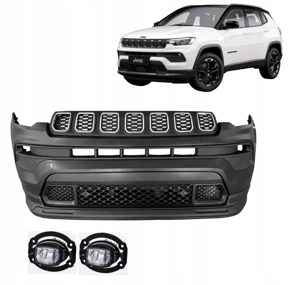 фото №1, Jeep compass ii lift 2022-2025 бампер перед kompletny +решётка радиатора +противотуманные фары