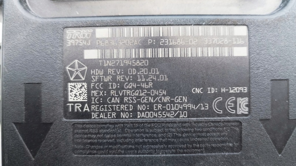 Dodge ram iv 13-18 модуль блок управления keyless p68363202ac usa Доставка