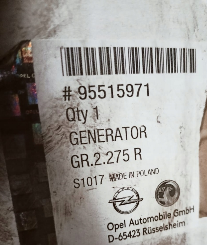 Генератор opel corsa d astra j iv c638529r 95515971 Зі Шроту