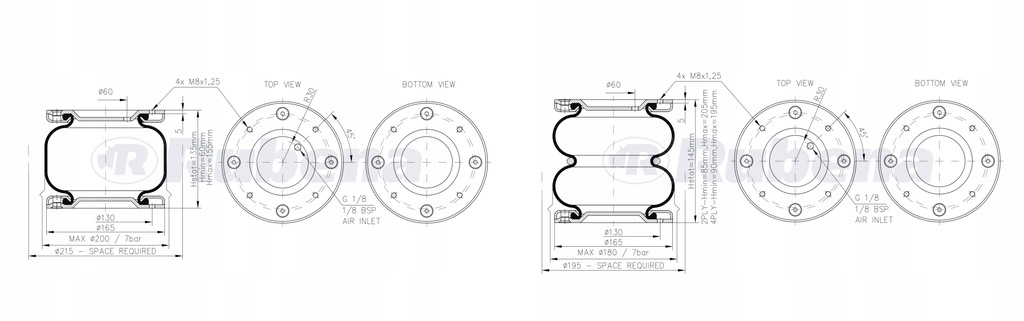 фото №9, Подушки безпеки пневматичний підвіска mercedes sprinter w906 w907 100psi 1m