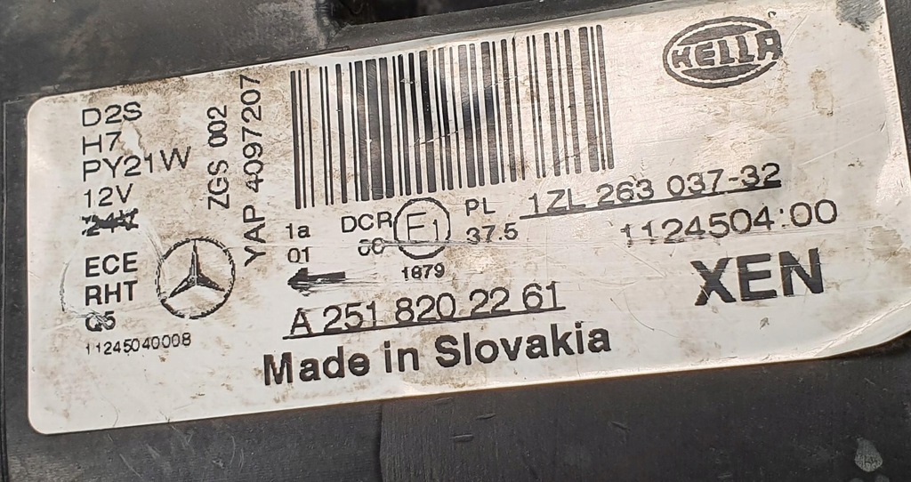 фото №10, Лампа правий перед ксенон mercedes r-kl w251 europa
