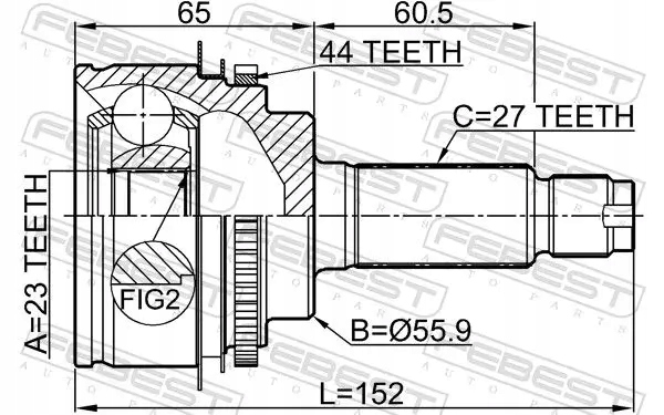 Шрус  піввісь перед 0810-s11a44 febest subaru Доставка