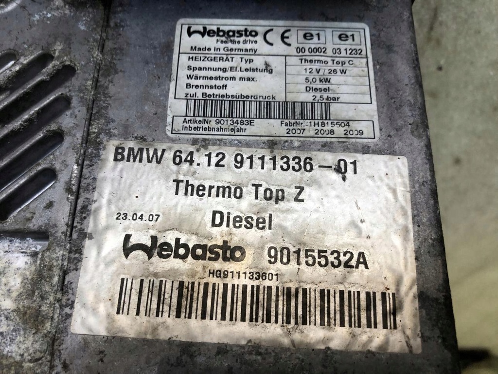 фото №11, Webasto обігрівач стояночний 9111336 bmw e65 3.0d
