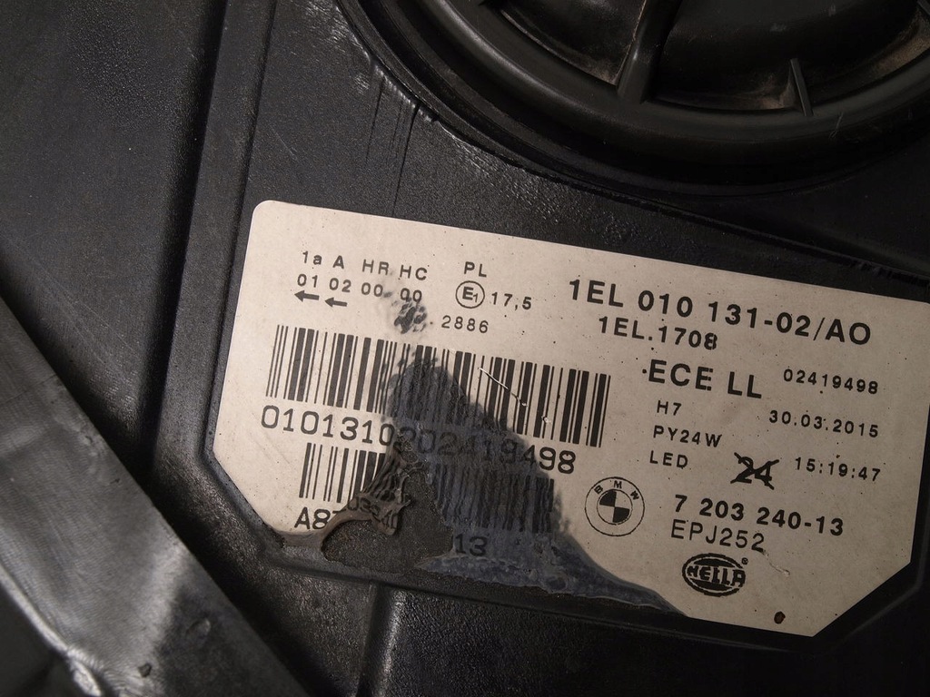 фото №12, Bmw 5 f10, bmw 5 f11 лампа фара правый перед 1el01013102, 7203240