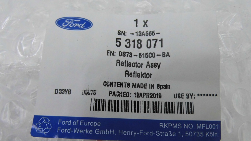 фото №2, Отражатель задняя левый ford mondeo mk5 2014-