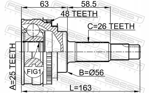 Шрус  піввісь перед 0110-065a48 febest lexus Доставка