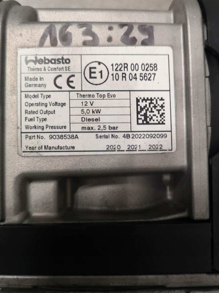 фото №3, Webasto thermo top evo mercedes a2055006400 дизель