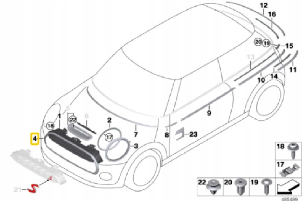 Mini f55 бампер передній решітка радіатора середній хромована рамка 51137300589 Київ