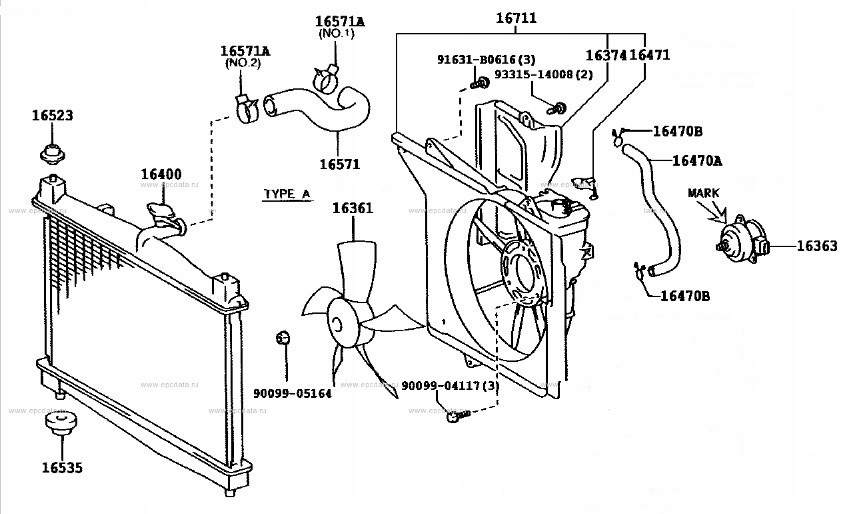 Радиатор вентилятор бак жидкость toyota yaris 16711-0j010 оригинал Цена
