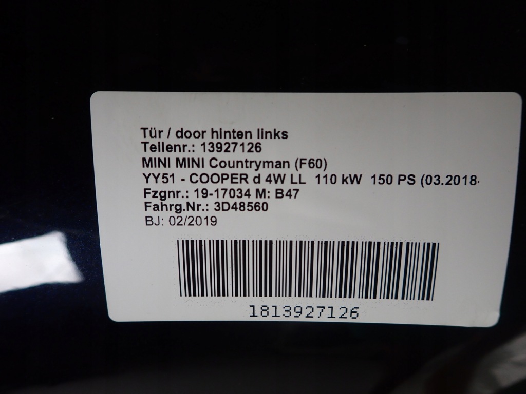 Mini countryman 2 f60 16- дверей ліве задні задні Доставка
