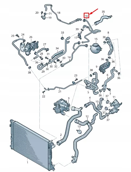 фото №8, Wąż обходной жидкость охлаждающий двигателя audi q5 fy 80a121081dh oem