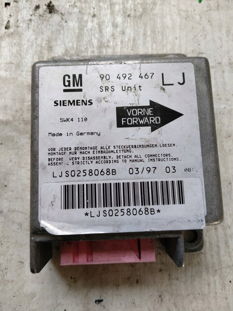 фото №1, 2613 модуль подушка безпеки opel omega b 90492467 lj