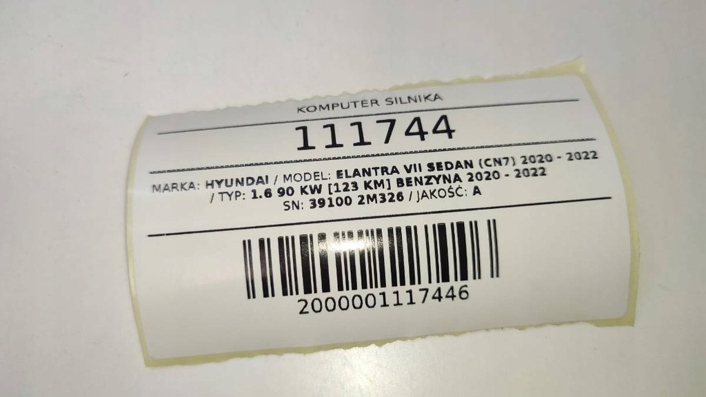 фото №8, Бортовой компьютер блок управления двигателя 39100-2m326 hyundai elantra vii 1.6 2023